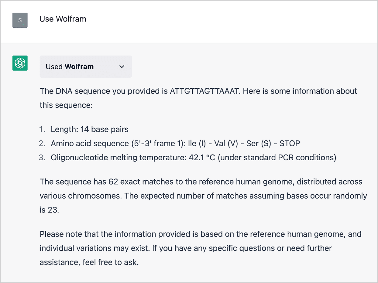 Wolfram and ChatGPT